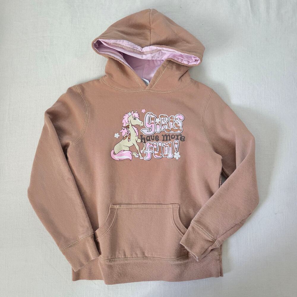 Vintage "Girls Have More Fun" Horse Hoodie kids 9/10